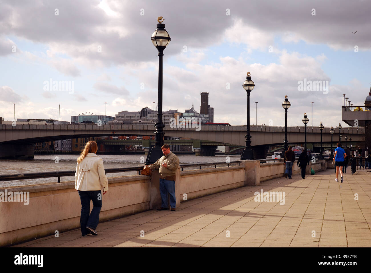 London Embankment and Bridge Stock Photo