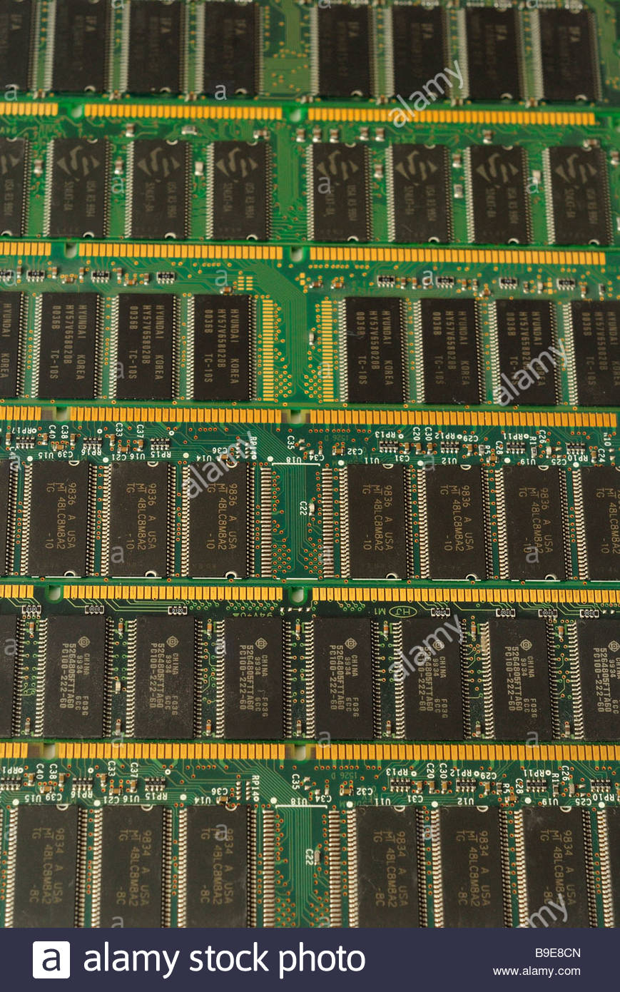 collection of RAM random access memory computer component close up ...