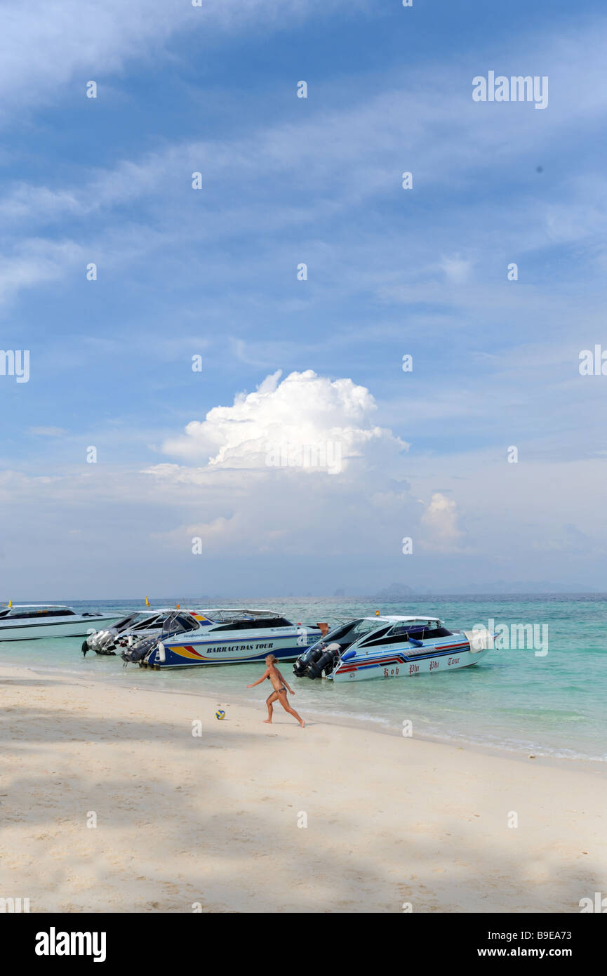 Tourist Boats on Bamboo Island off the coast of Phuket Thailand Stock Photo