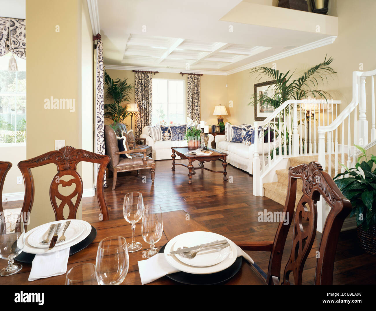 Dining room outside of living room Stock Photo Alamy