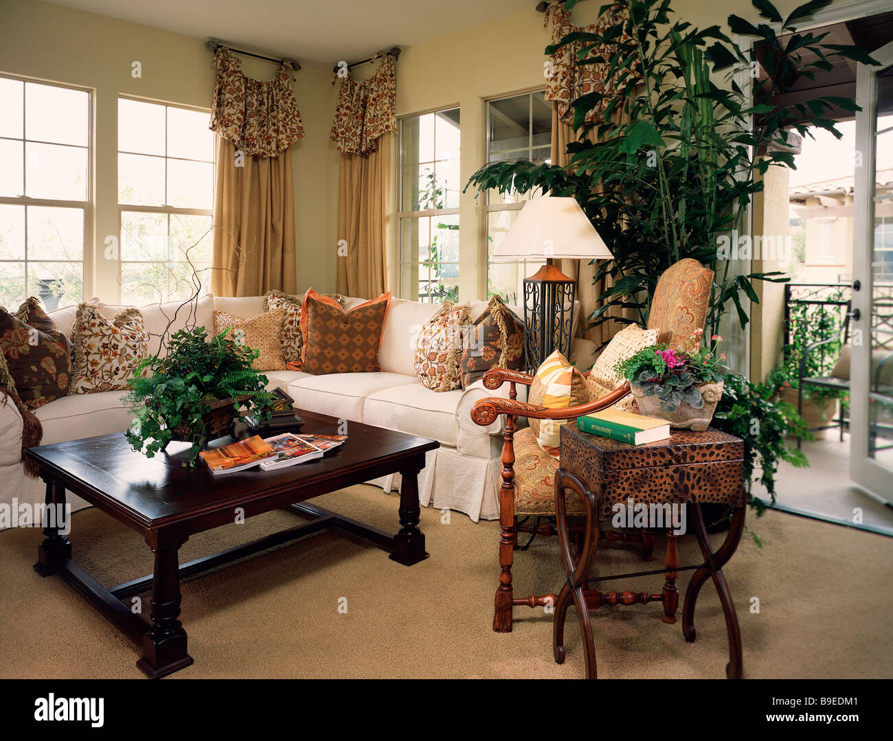 Living room with sectional sofa Stock Photo - Alamy