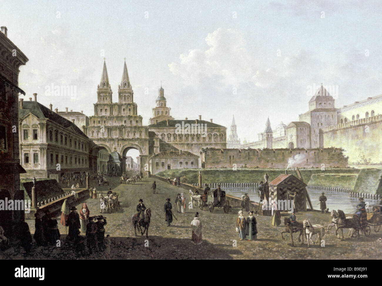 Reproduction of the painting View of the Voskresensky and Nikolsky by ...