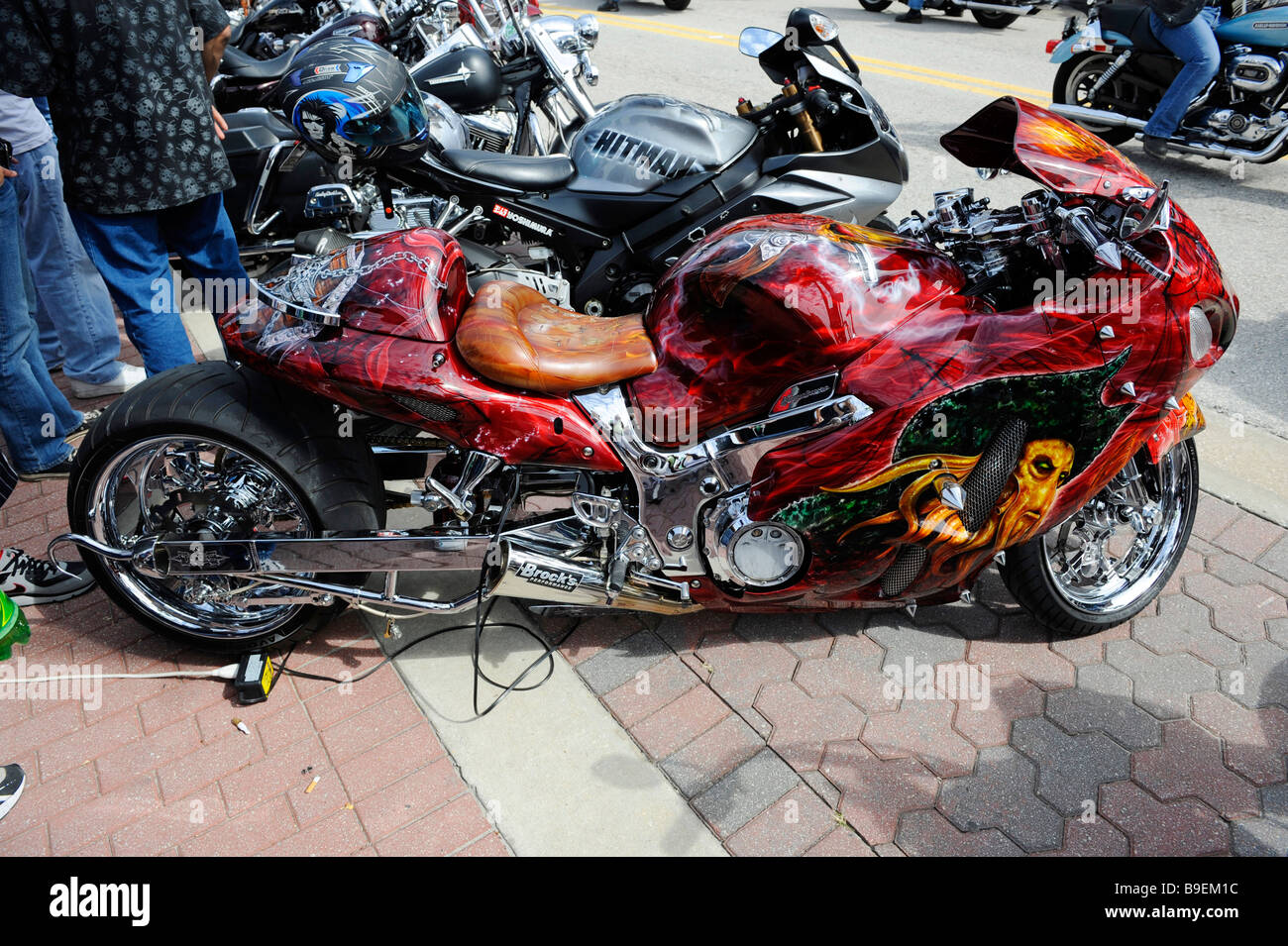 Daytona Beach Florida Biker Week motorcycle pilgrimage annual event with Hayabusa 50k dollars bike Stock Photo