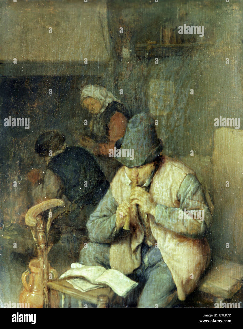 Reproduction of The Flutist painting by Andrian van Ostade from