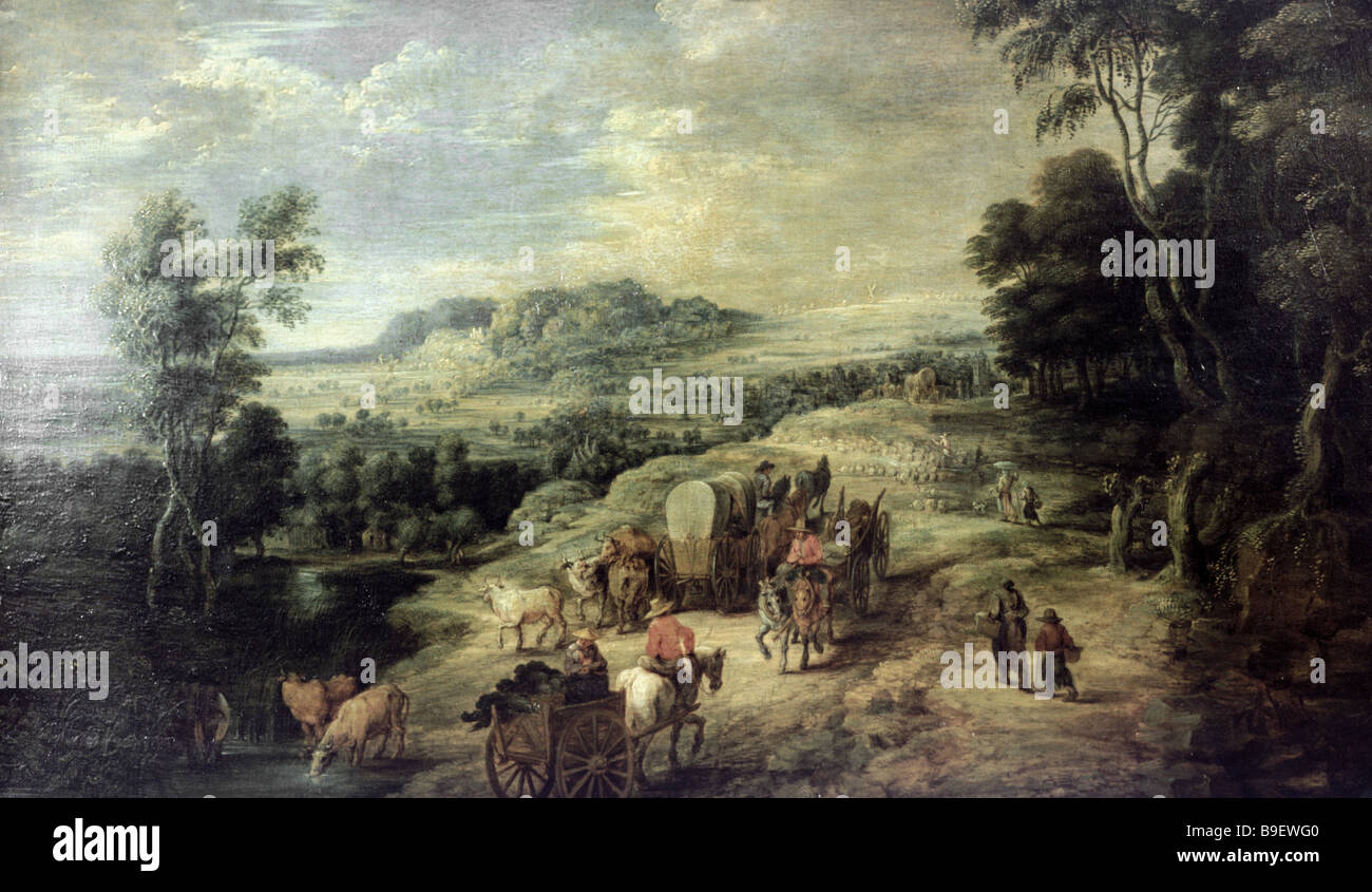 Lucas Van Uden Army Carts State Pushkin Fine Arts Museum Moscow Stock 