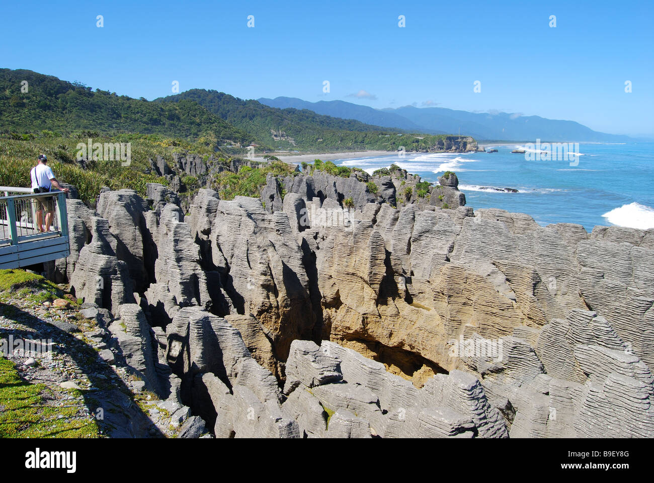 Pancake Rocks, Punakaiki, Paparoa National Park, West Coast, South Island, New Zealand Stock Photo