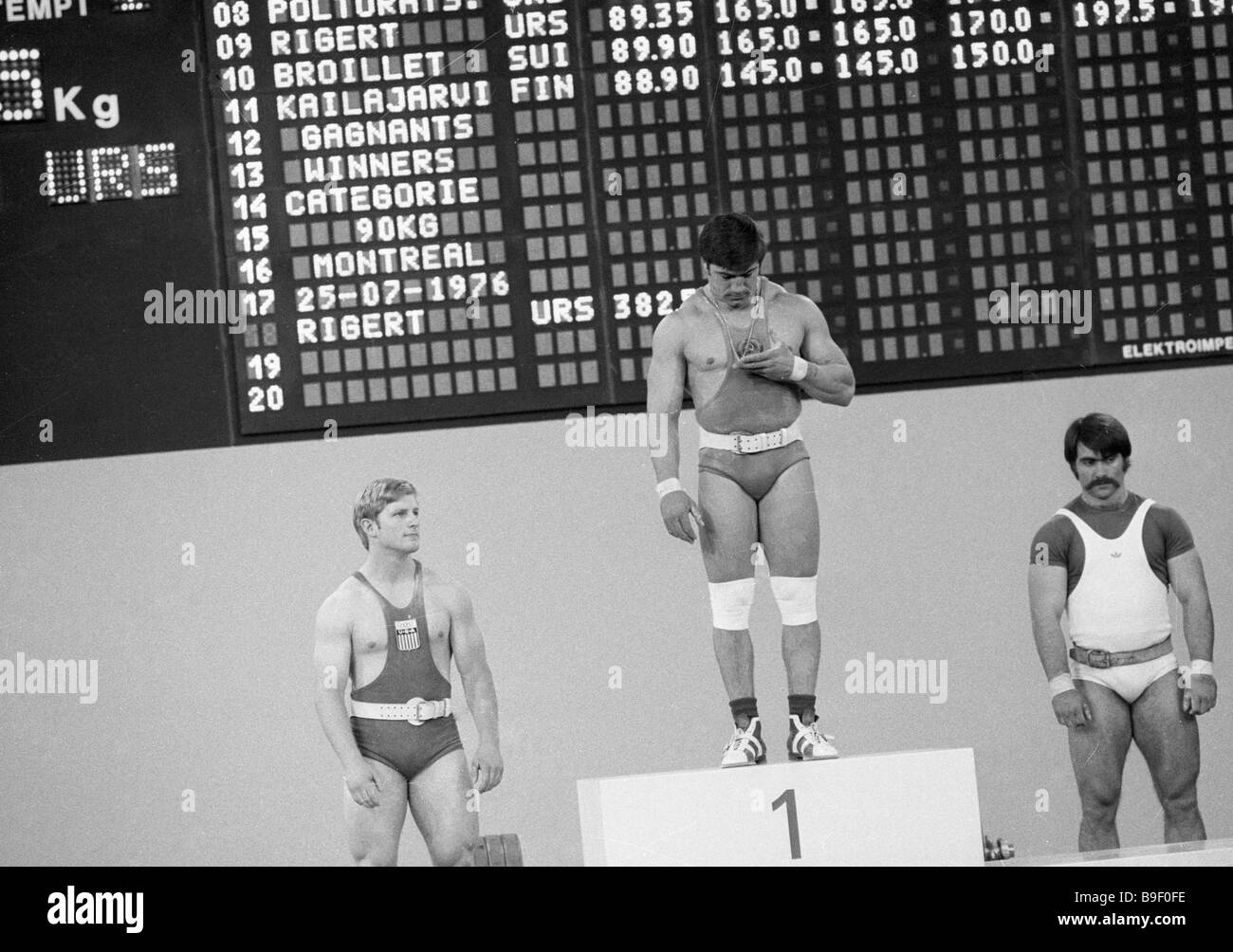 Weight lifter David Rigert center Olympic champion and five time world