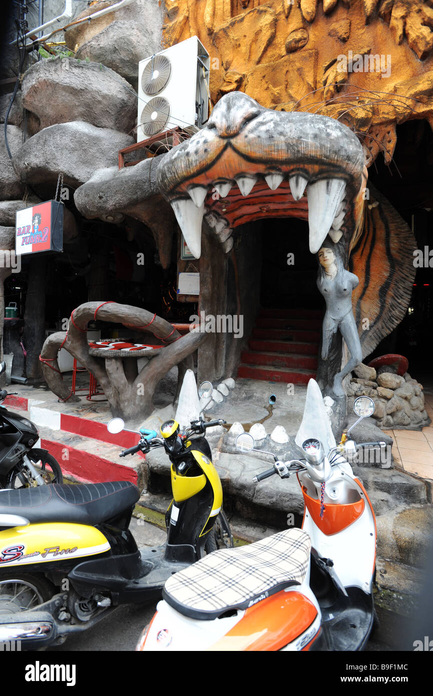 Entrance to a bar on the walking street at Patong Beach Phuket Thailand ...