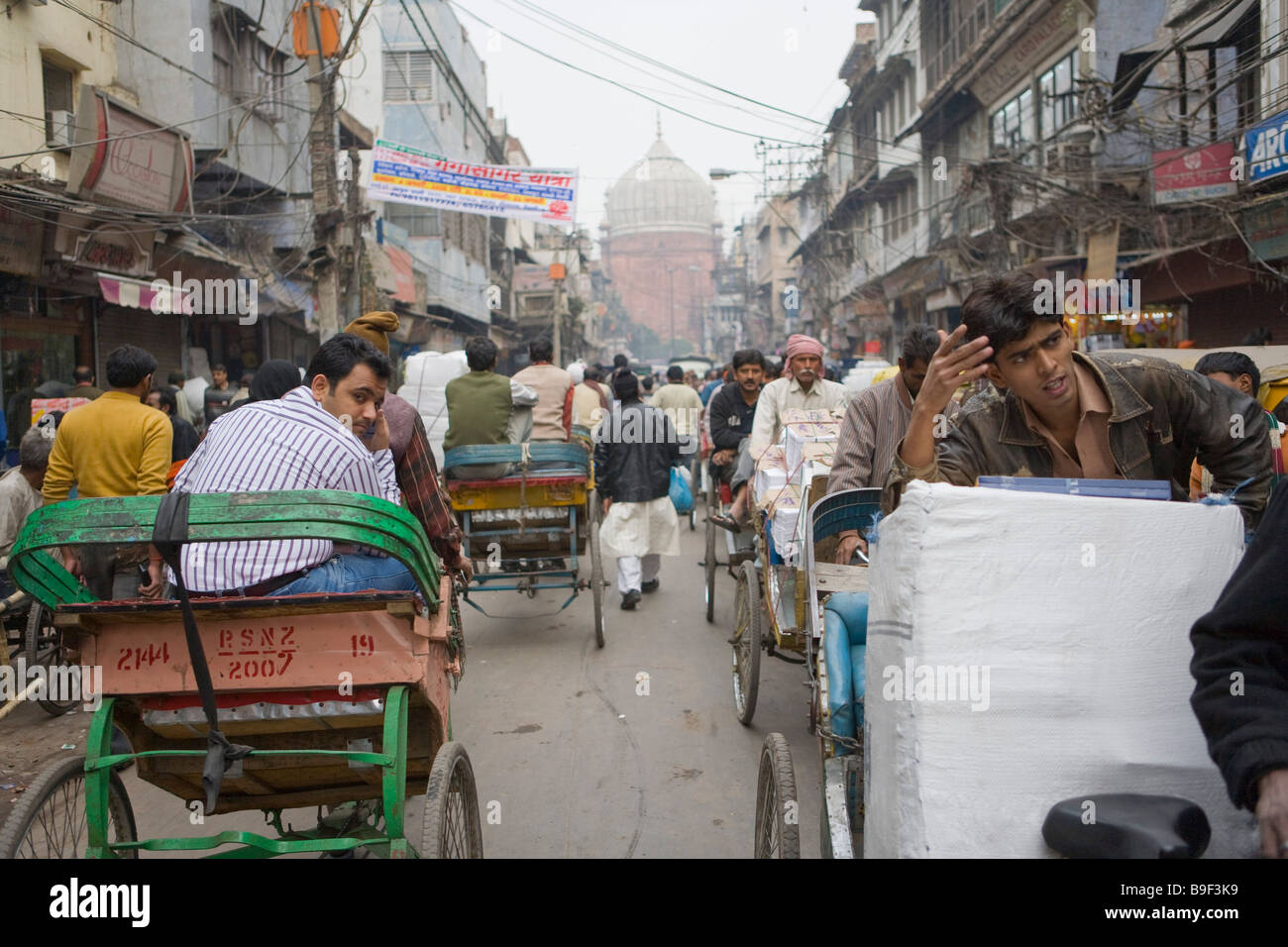 India Delhi Chawri Bazar Background Jama Masjid mosque Stock Photo Alamy