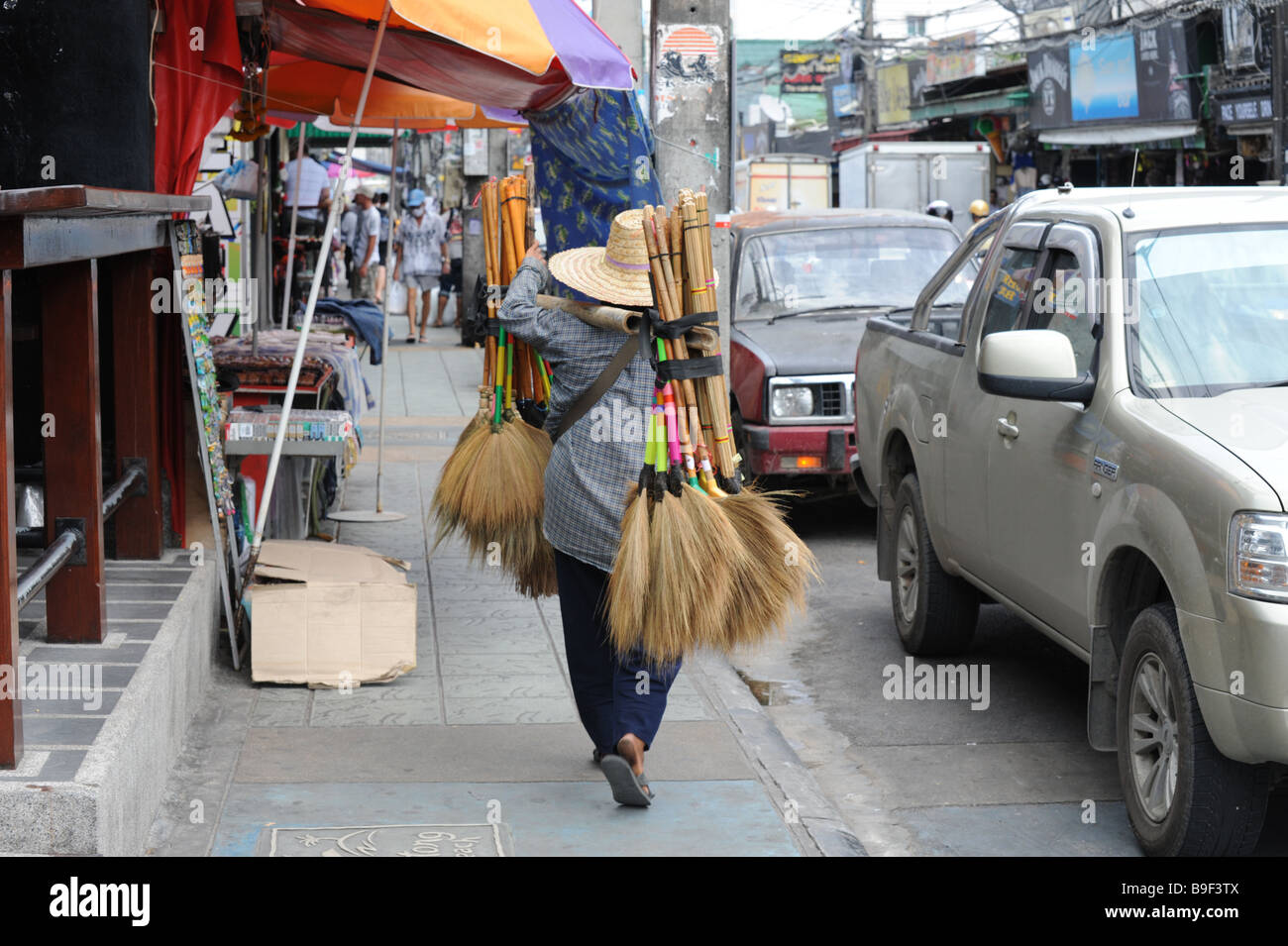 Traditional street seller on the walking street Patong beach Phuket Thailand Stock Photo
