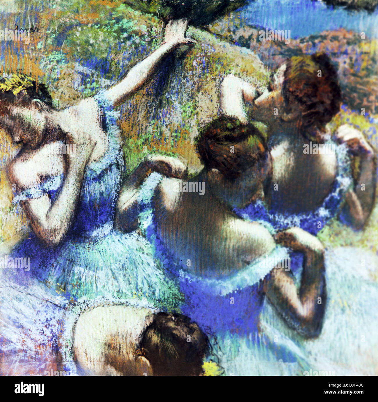 The painting Blue Dancers by Edgar Degas 1834 1917 the Alexander Pushkin Fine Arts Museum Stock Photo