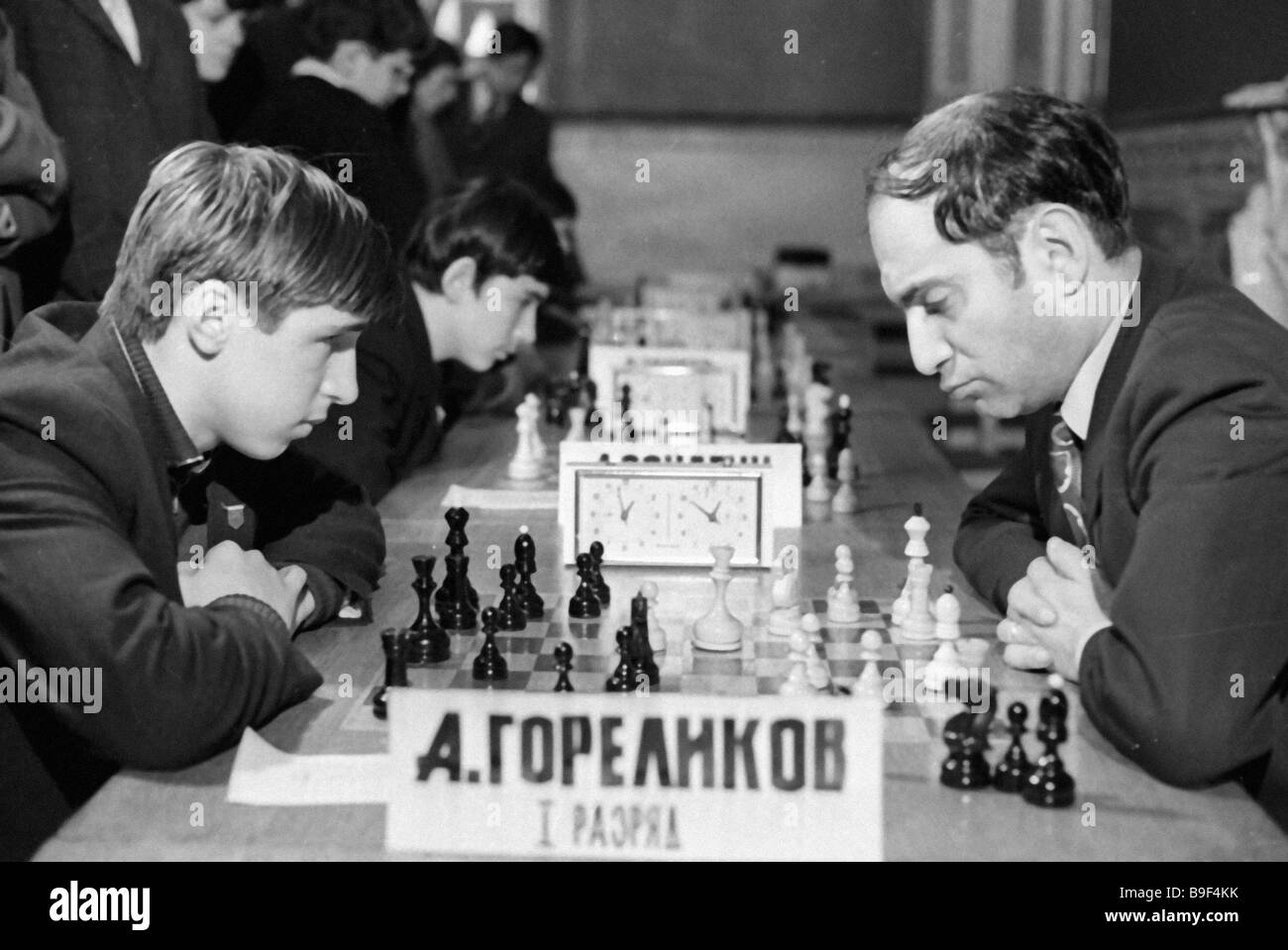 Grandmaster Mikhail Tal and Sasha Gorelikov a Leningrad schoolboy