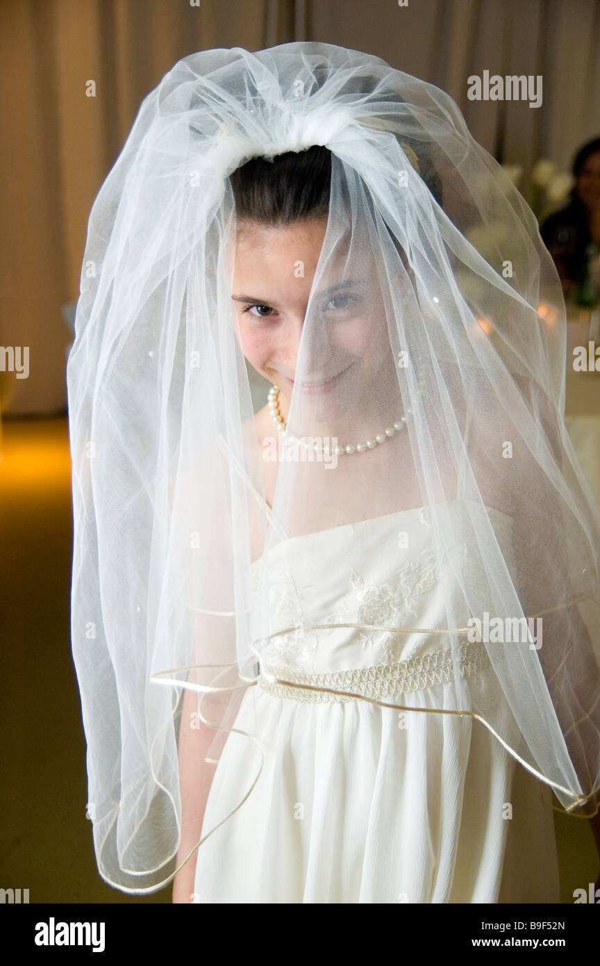 A girl in a wedding veil Stock Photo