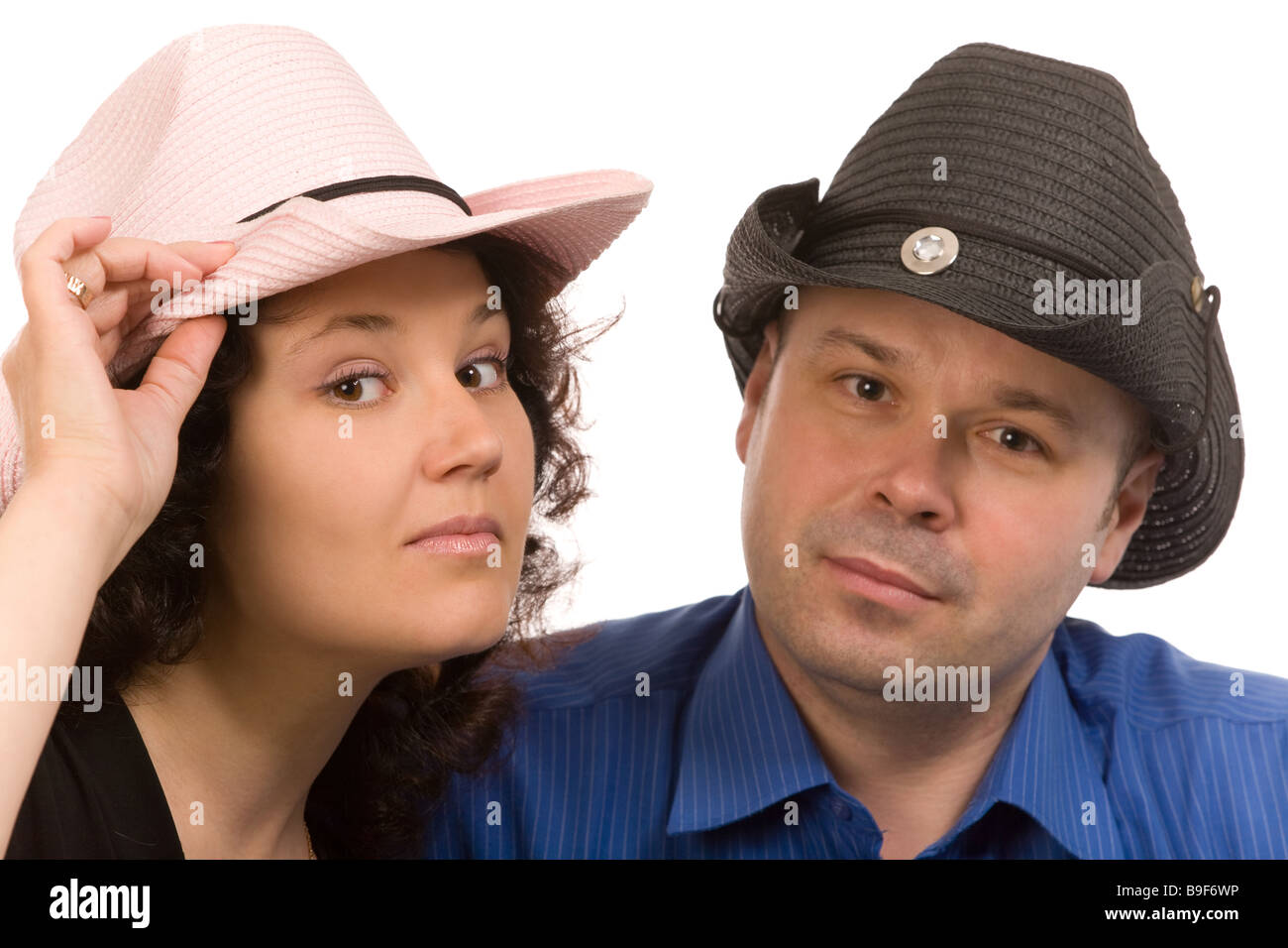 portrait of the happy couple on a white background Stock Photo - Alamy