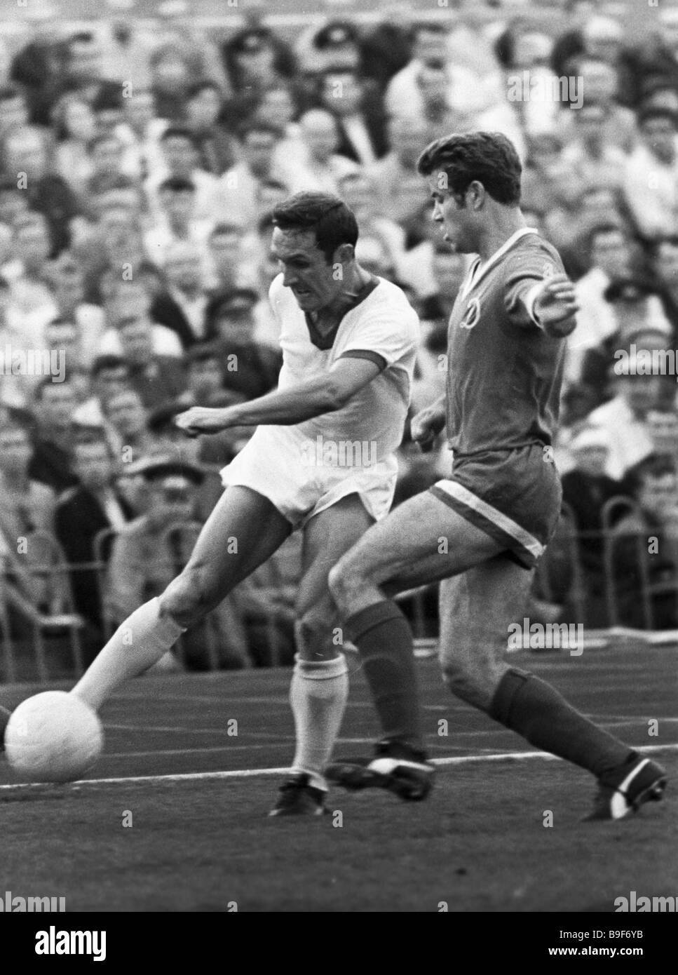 Football players Valery Zykov Moscow right and Anatoly Puzach Kiev ...