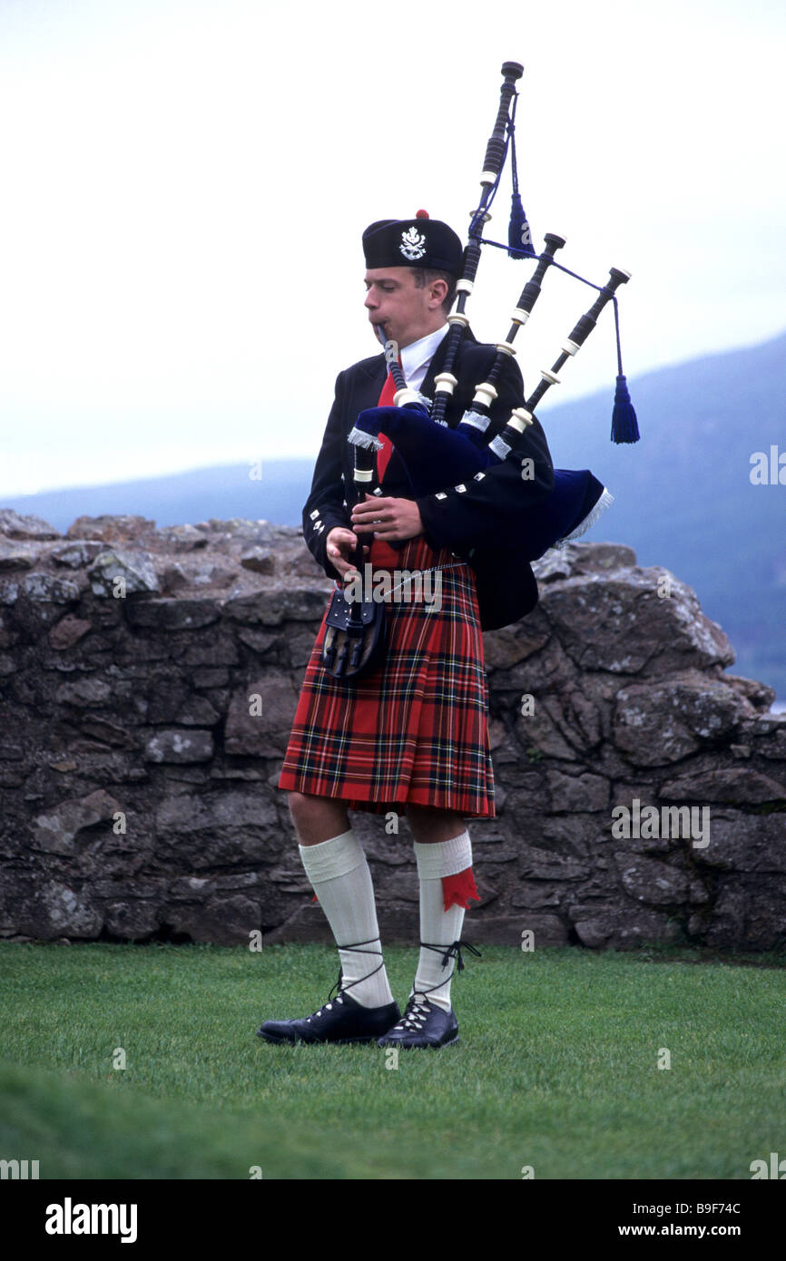 Scottish bagpipe player, Scotland, UK Stock Photo