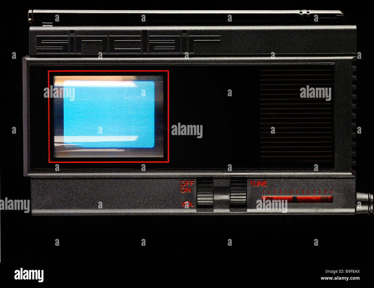 Portable Television. Retro Television. 1980's Television. Sinclair Television. Old school Television. Analogue. Digital. Stock Photo
