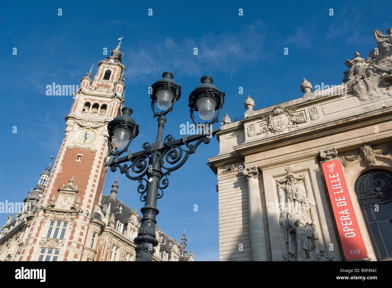 Belfry of CCI (Trade and Industry Chamber) and Opera of Lille (France) Stock Photo