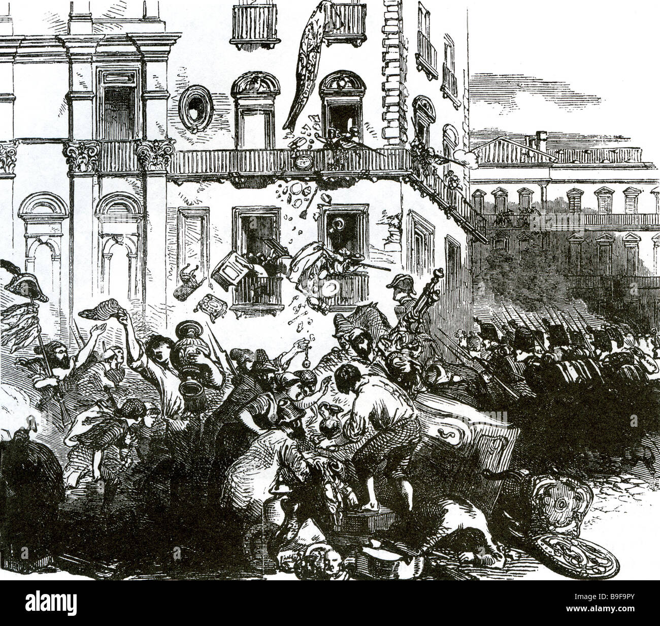 NAPLES UPRISING of 29 January 1848 led to King Ferdinand II granting a Constitution Stock Photo