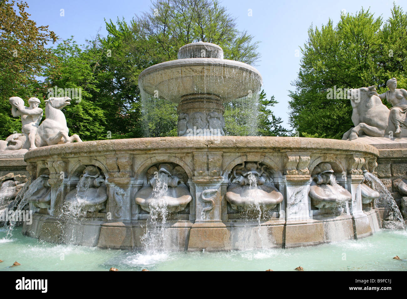 Germany Bavaria Munich Wittelsbacher Brunnen Adolf of hildebrandt Bavaria sculpture sculptor-art wells well-installation Stock Photo