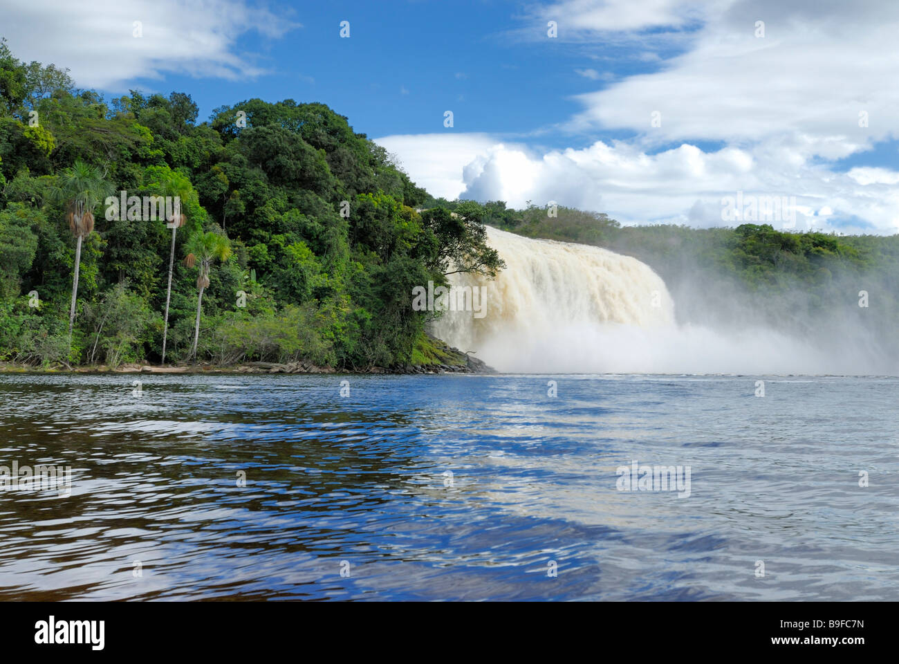 Waterfall in forest, Salto Hacha, Canaima National Park, La Gran Sabana, Venezuela Stock Photo