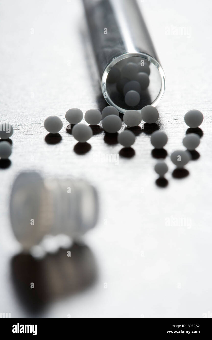 Closeup of homeopathic medicine and test tube Stock Photo Alamy