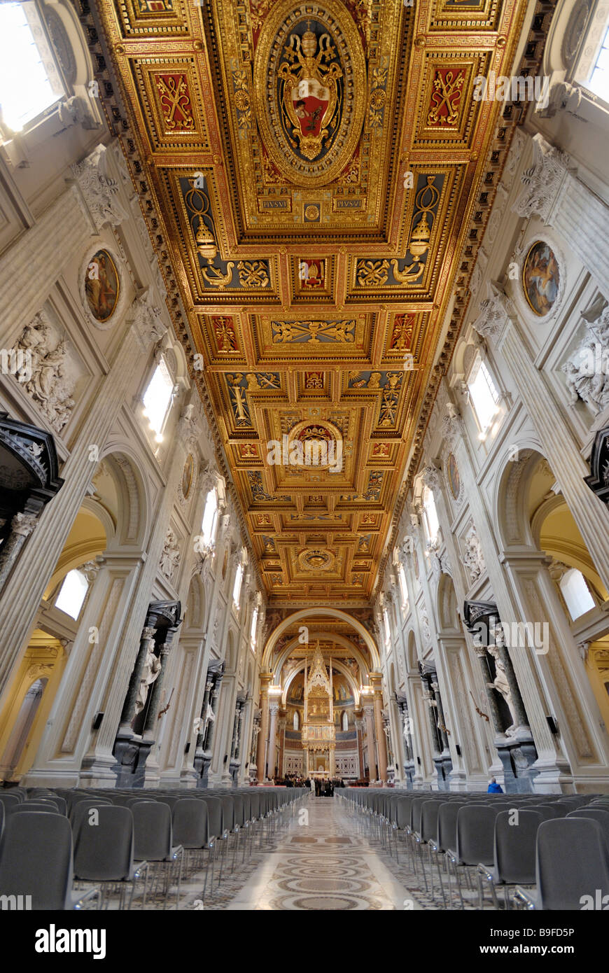 people in basilica, St. John Lateran Basilica, Rome, Latium, Italy Stock Photo