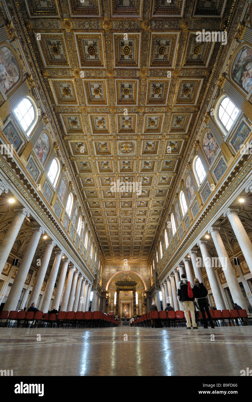 People in basilica, St. John Lateran Basilica, Rome, Latium, Italy Stock Photo