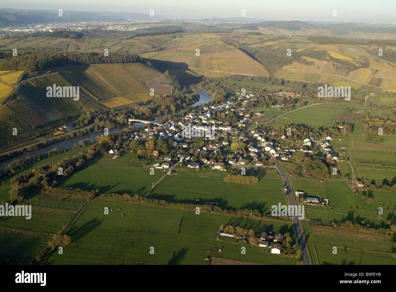 Kanzem aerial-shot Germany Rhineland-Palatinate Saartal Kanzem Trees Germany ...