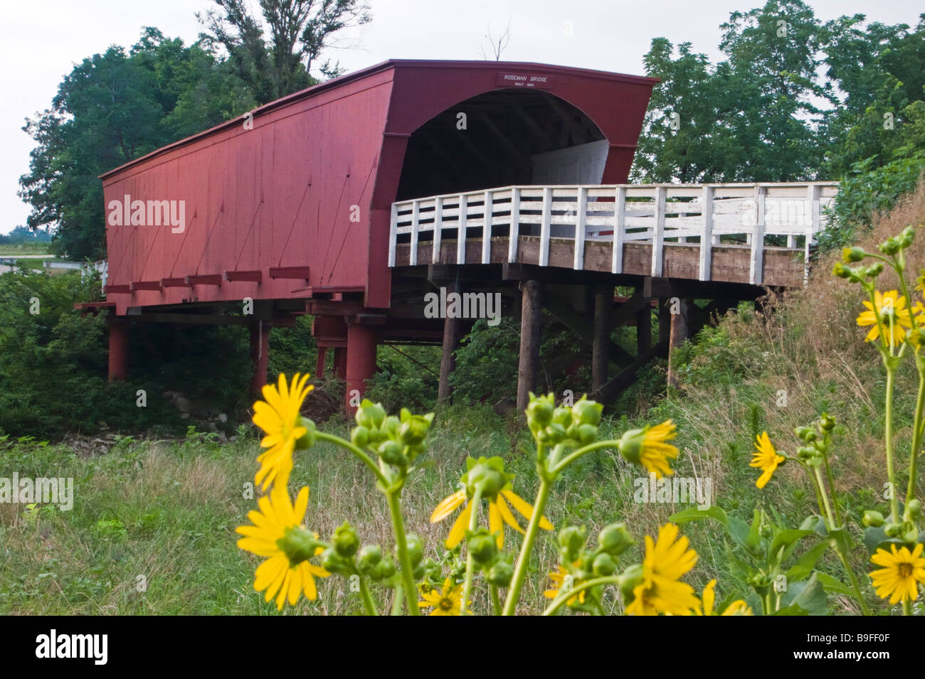 Roseman covered bridge Madison County Iowa USA Stock Photo