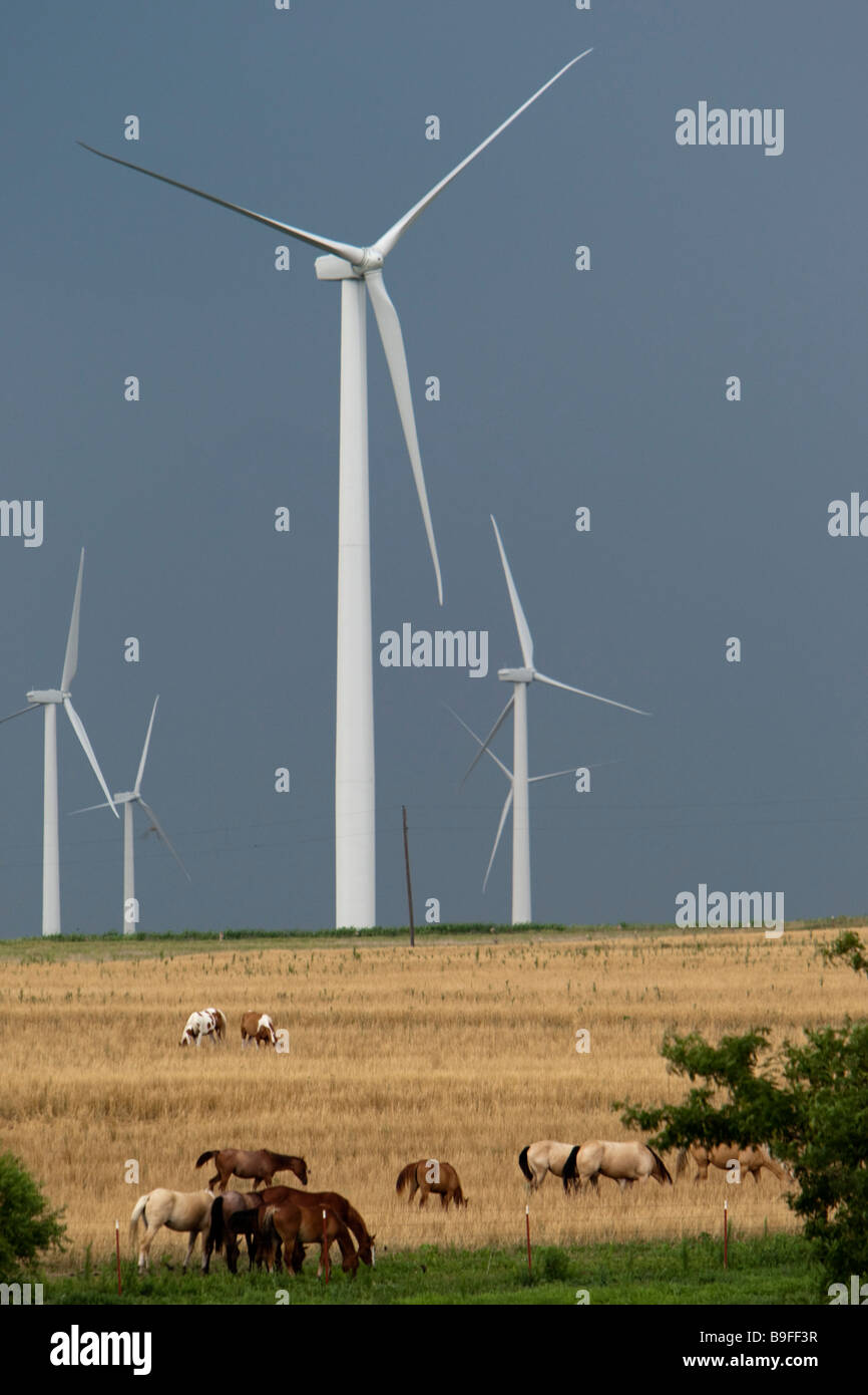Summer storm appraoches wind farm Kansas USA Stock Photo Alamy
