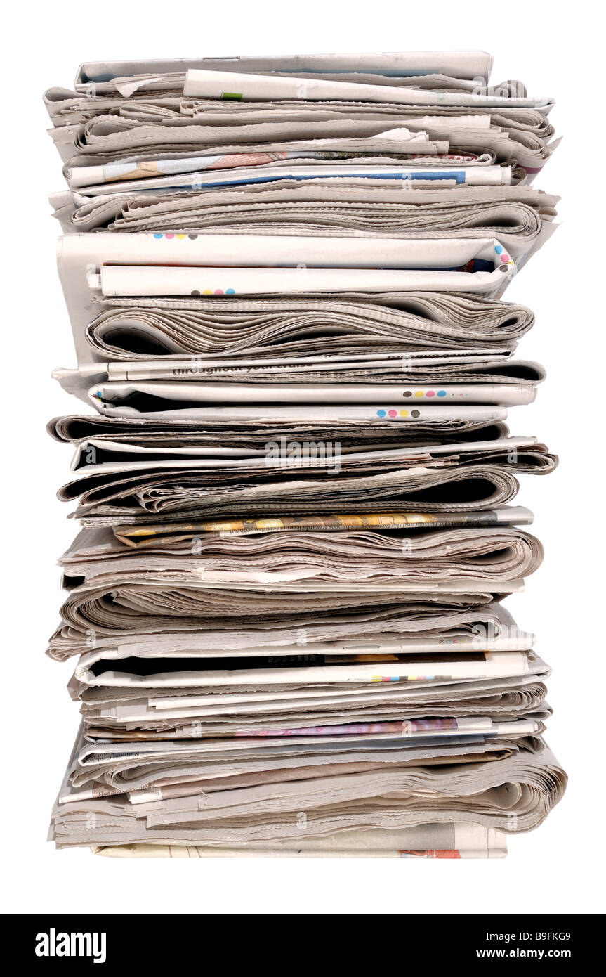 Pile of old newspapers Stock Photo