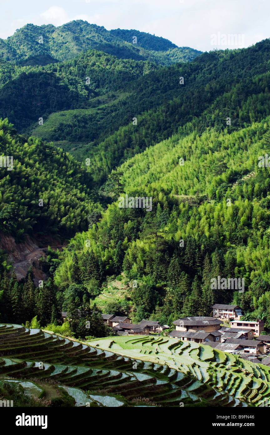 China, Fujian Province, Hakka Tulou round earth buildings, Unesco World Heritage site Stock Photo