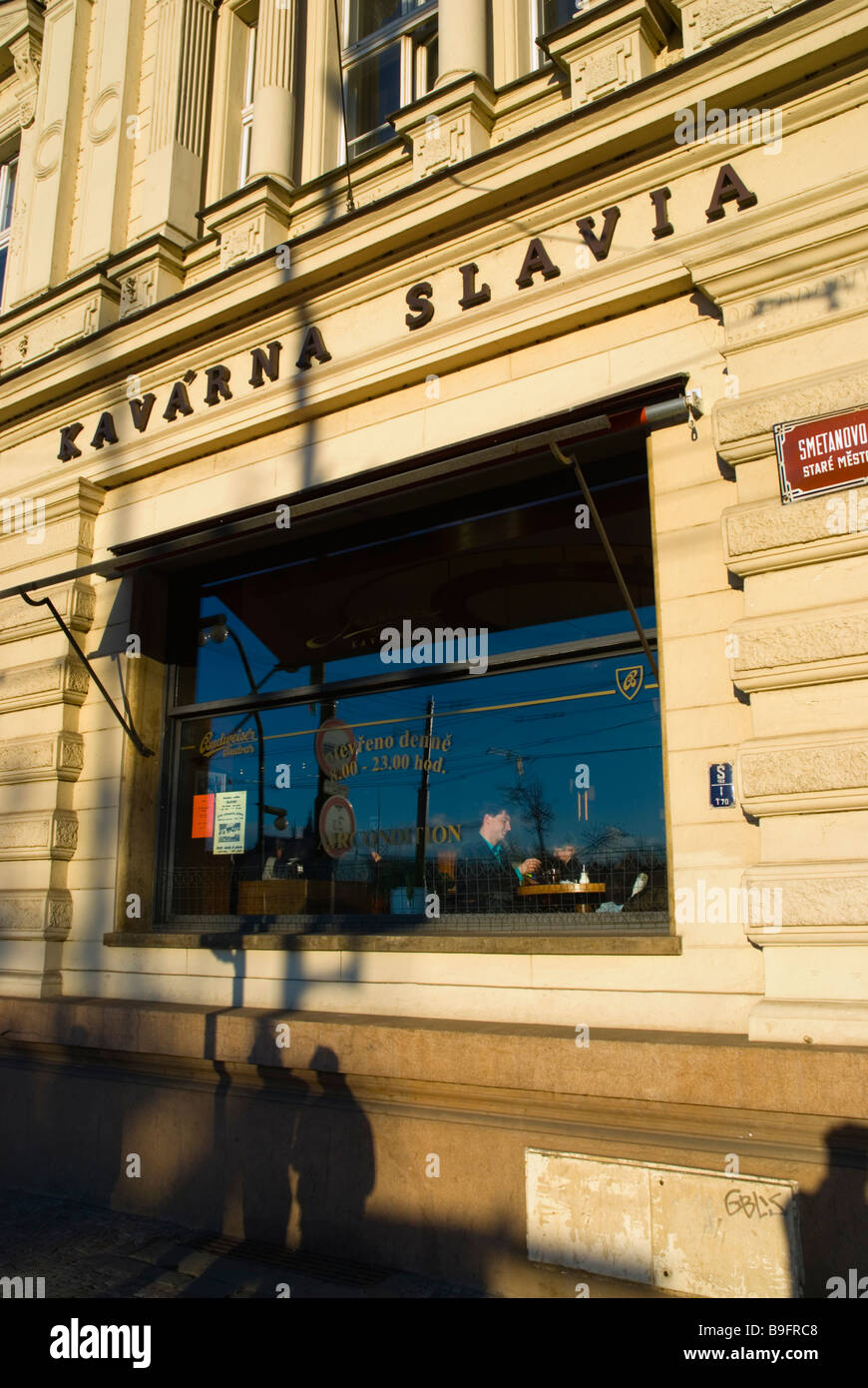 Kavarna Slavia cafe exterior Prague Czech Republic Europe Stock Photo ...