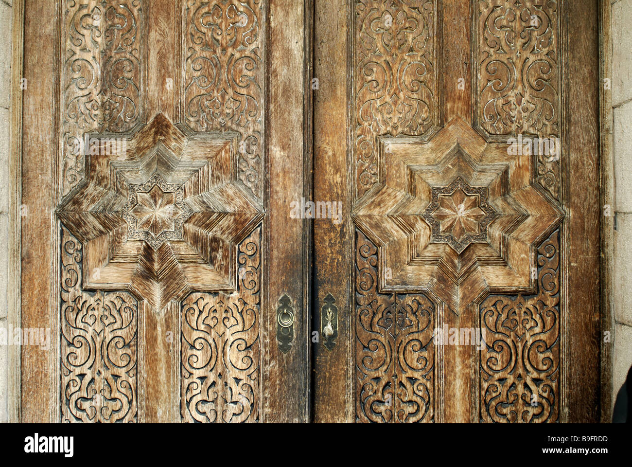 Egypt Cairo wooden door twowinged detail entrance door wooden carvings