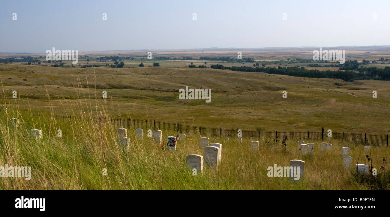 View of Little Bighorn Battlefield near Crow Agency Montana USA Stock Photo