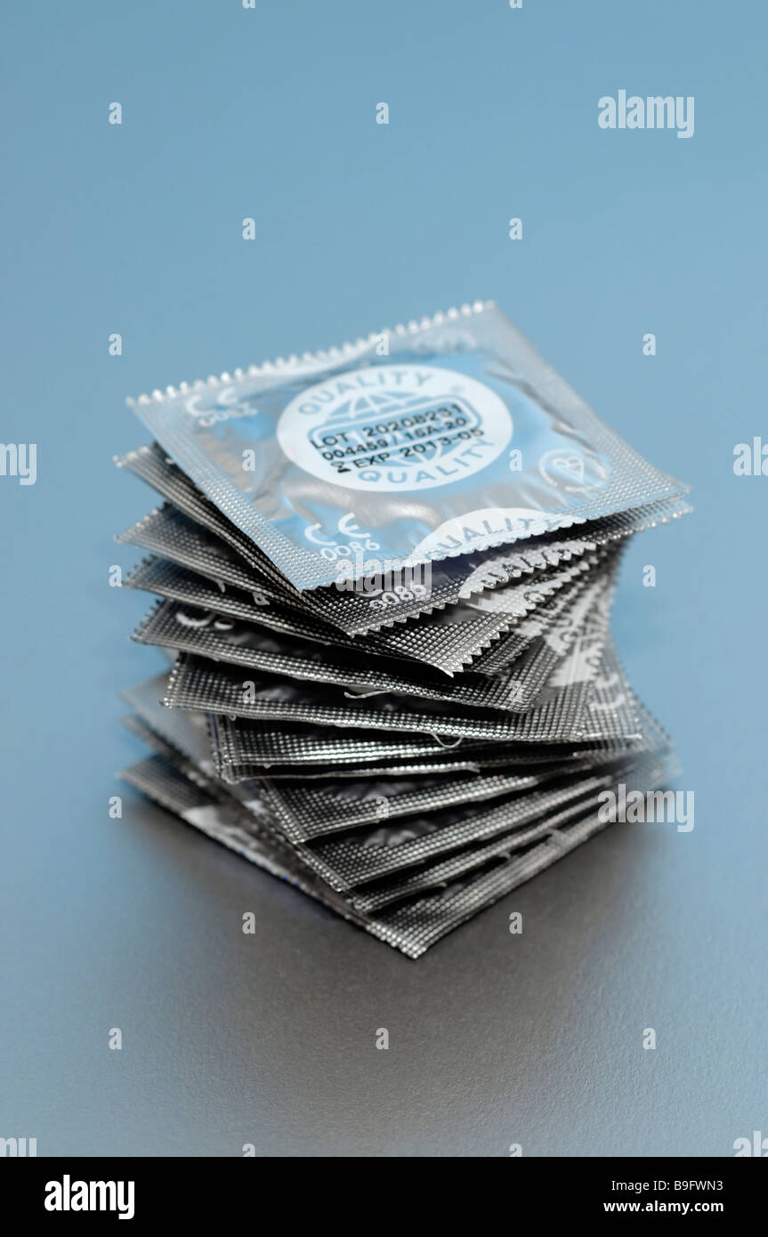 Stack of condoms Stock Photo