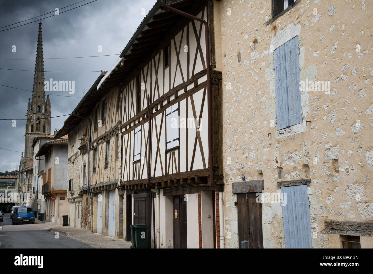 A row of old houses in St Foy La Grande, France Stock Photo Alamy
