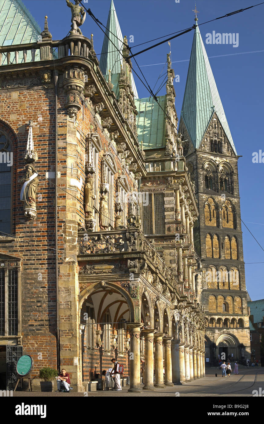 Germany Bremen Town Hall Facade St. Petri Cathedral Towers Stock Photo ...