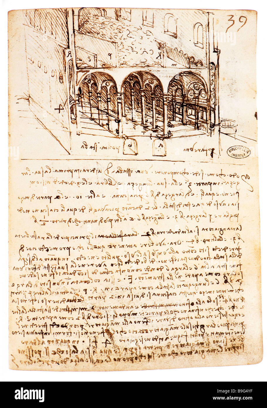 design for a stable by Leonardo da Vinci 1487-1490 Stock Photo