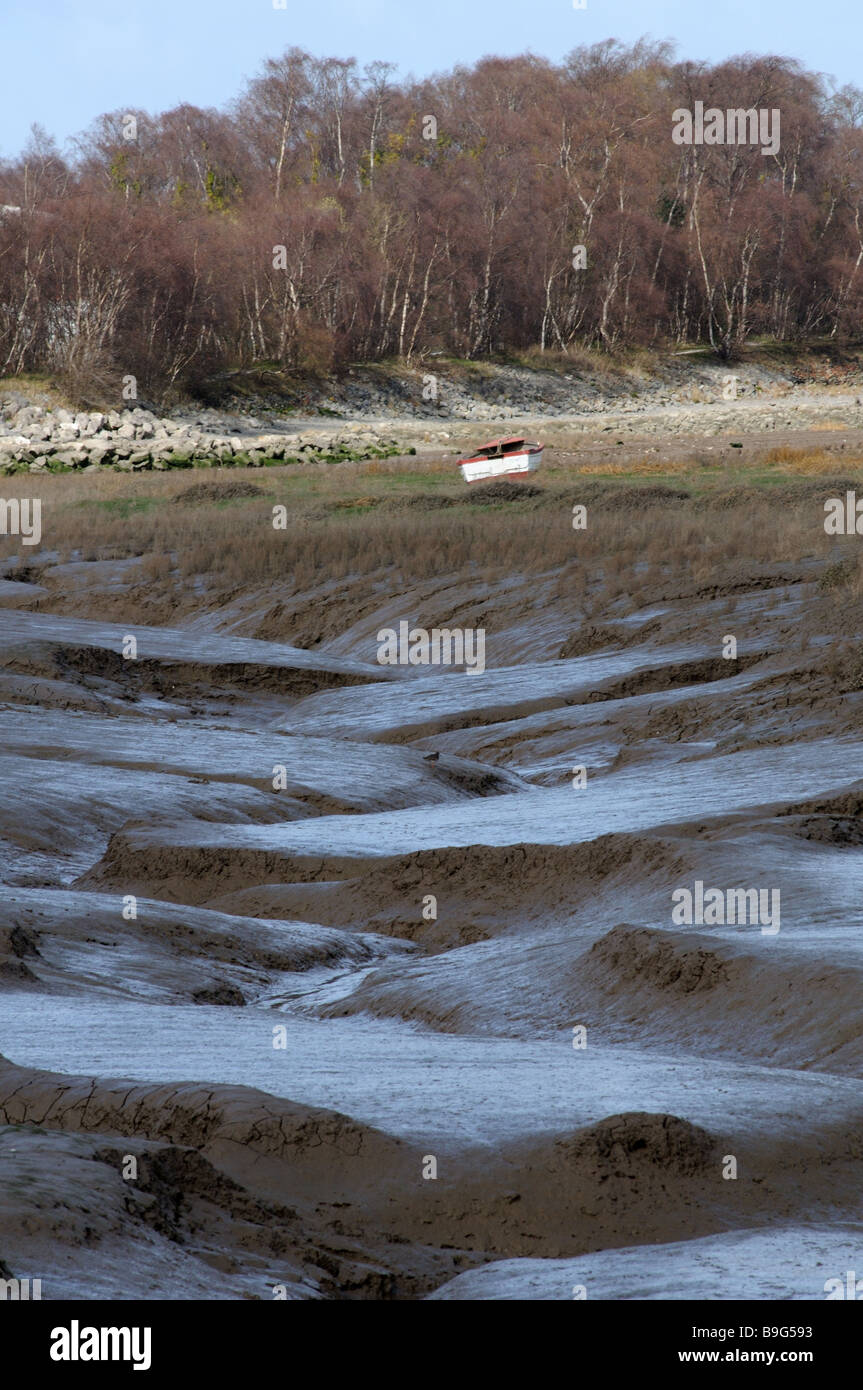 Mud Flats, Dee Estuary, Flint, North Wales Stock Photo