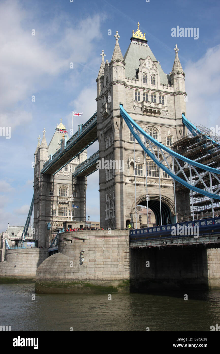 tower bridge river thames riverside blue sky london england uk Stock ...