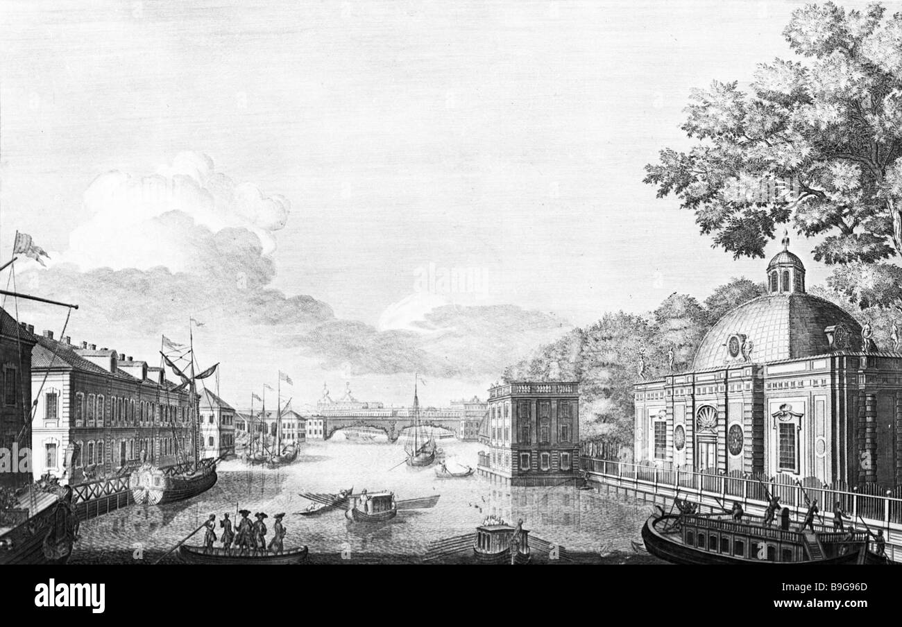 Reproduction of the engraving St Petersburg Grotto on the Fontanka