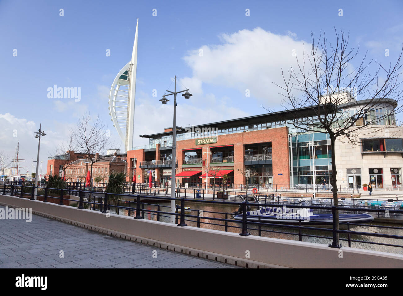 Gunwharf Quay Portsmouth showing clubs and bars with the Spinnaker