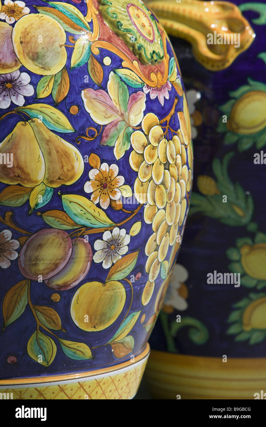 Italy Campania Amalfi Coast Positano Vases Close Up South Italy