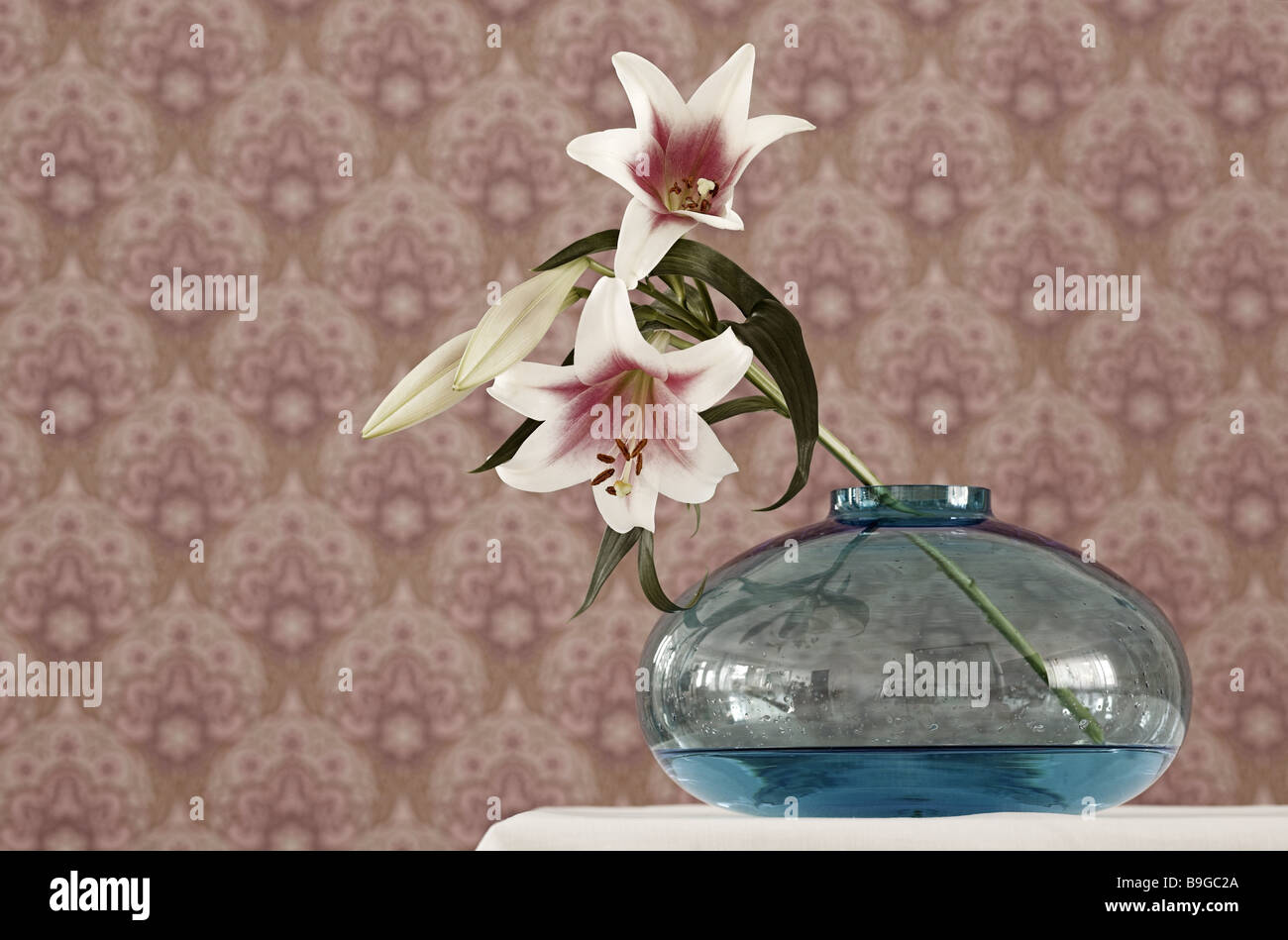 Glassvase lilies vase flowervase blue transparently plants flowers