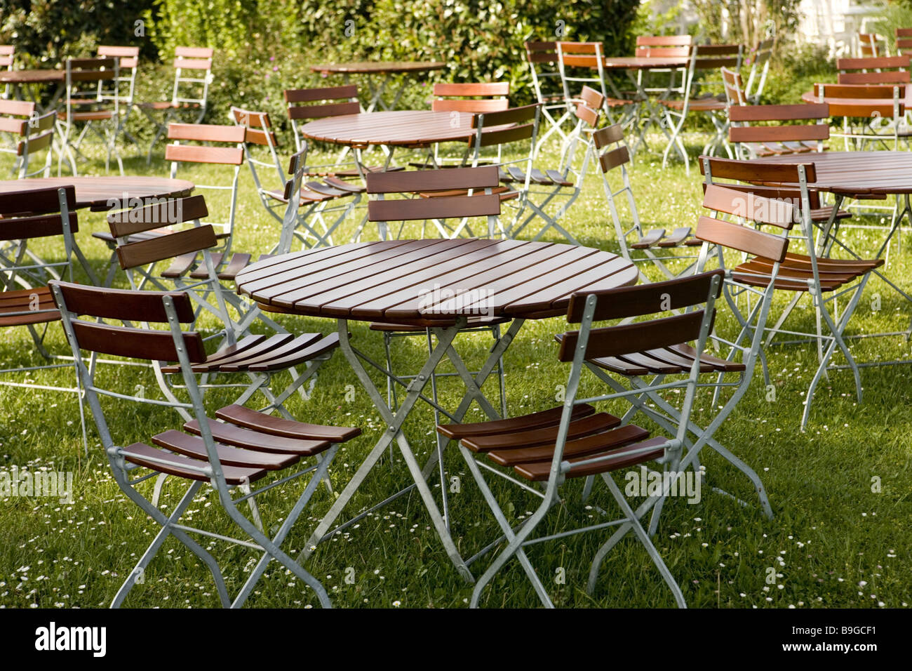 Garden Pub Tables Chairs Empty Outside Baden Wurttemberg Beer
