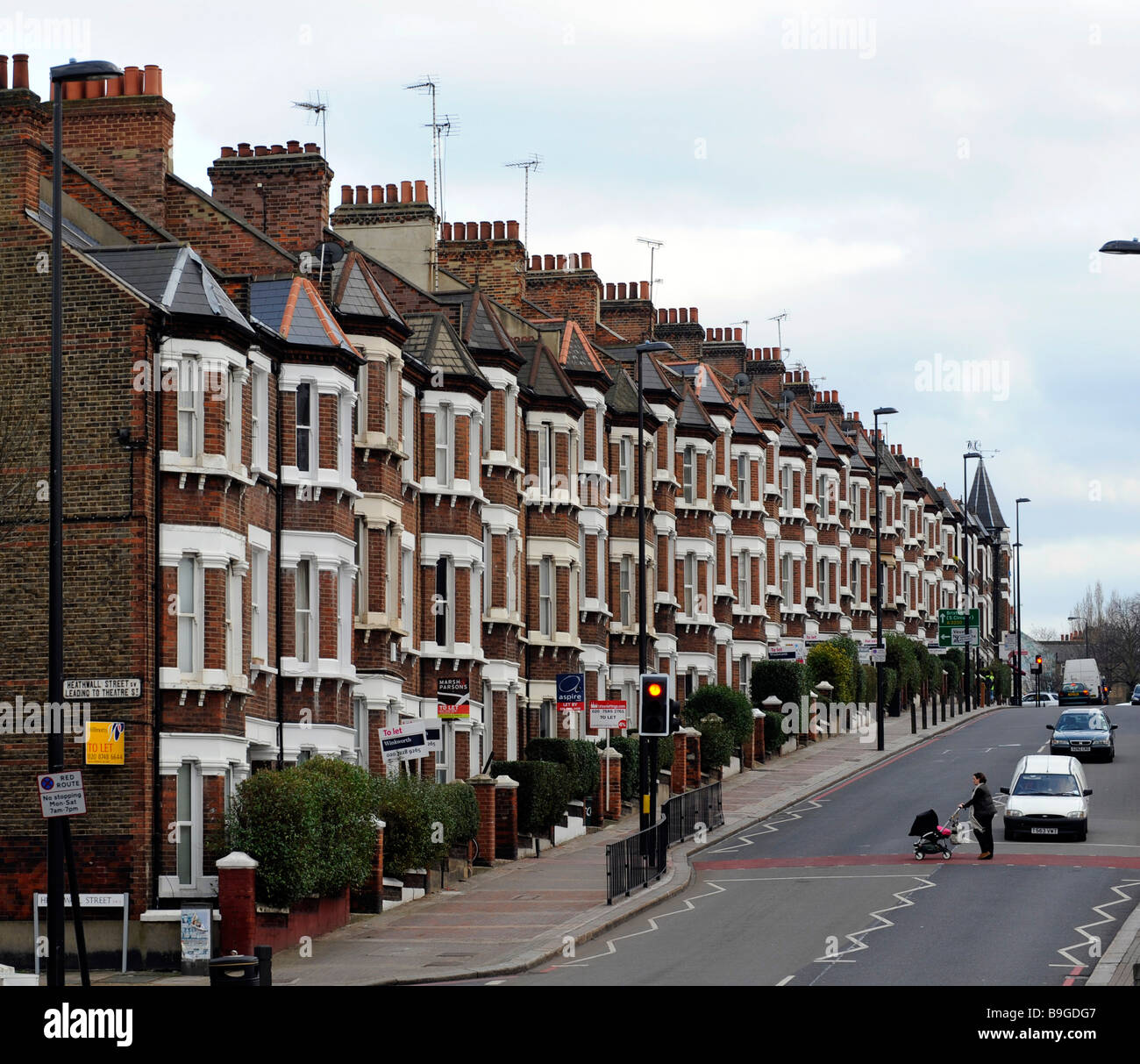A row of maisonettes, flats, housing, in London, England, during the credit crunch, housing slump, economic crisis Stock Photo