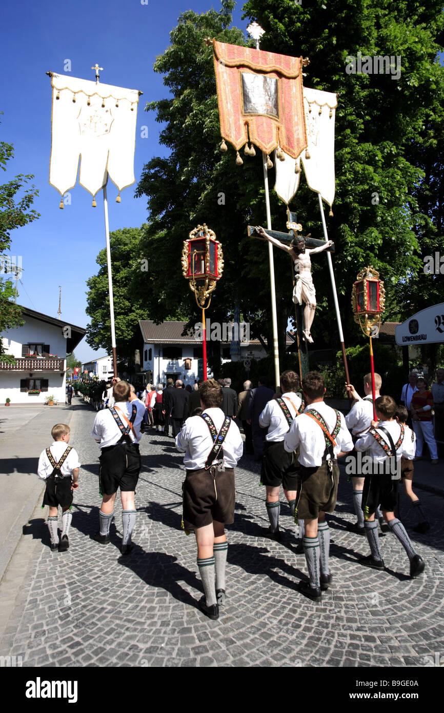 Procession Bearers Germany Bavaria Benediktbeuern Feast of Corpus Christi-procession ...