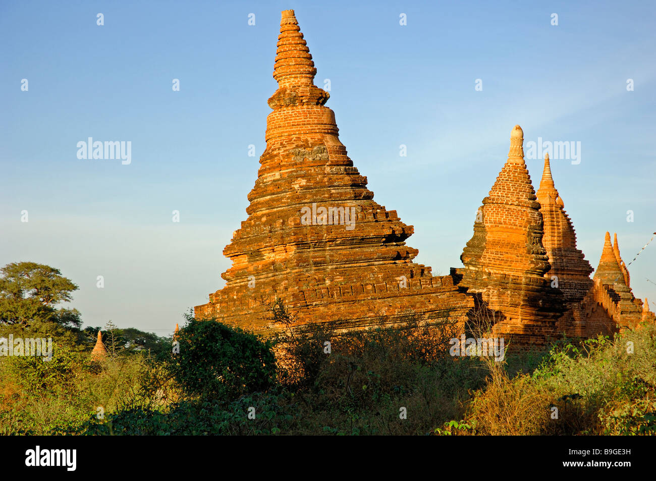 the ancient temple city of Pagan Bagan at Myanmar Burma Birma Stock Photo